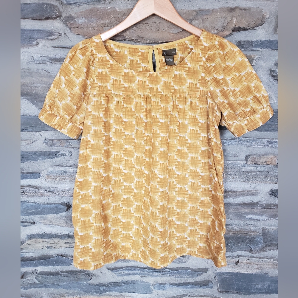 Anthropologie Fei 100% Cotton Short Sleeve Blouse